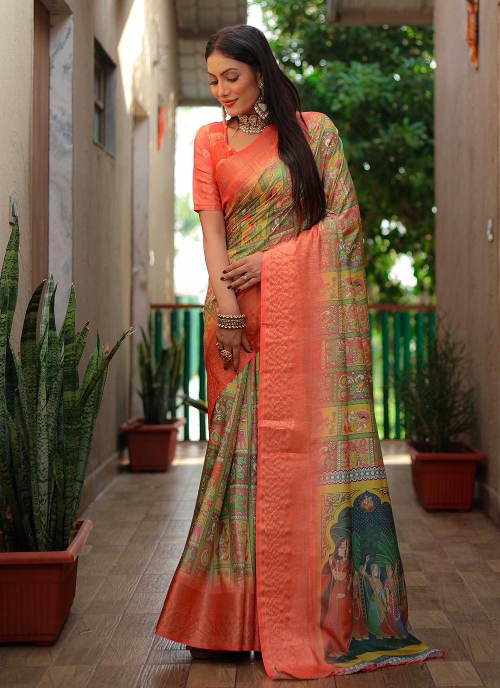 Classic Border Work Silk Saree - S8974