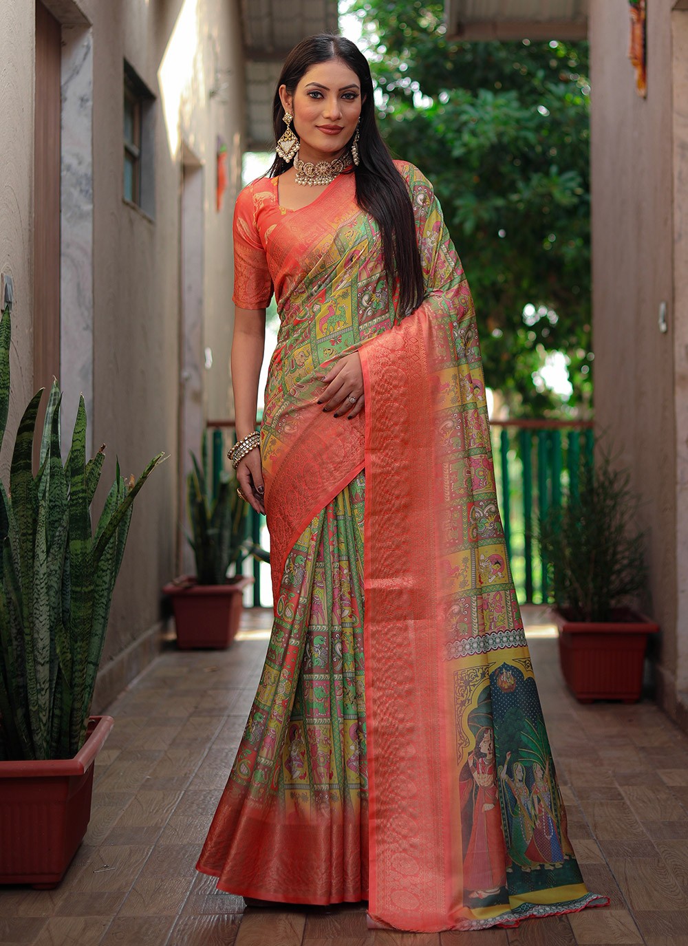 Classic Border Work Silk Saree - S8974