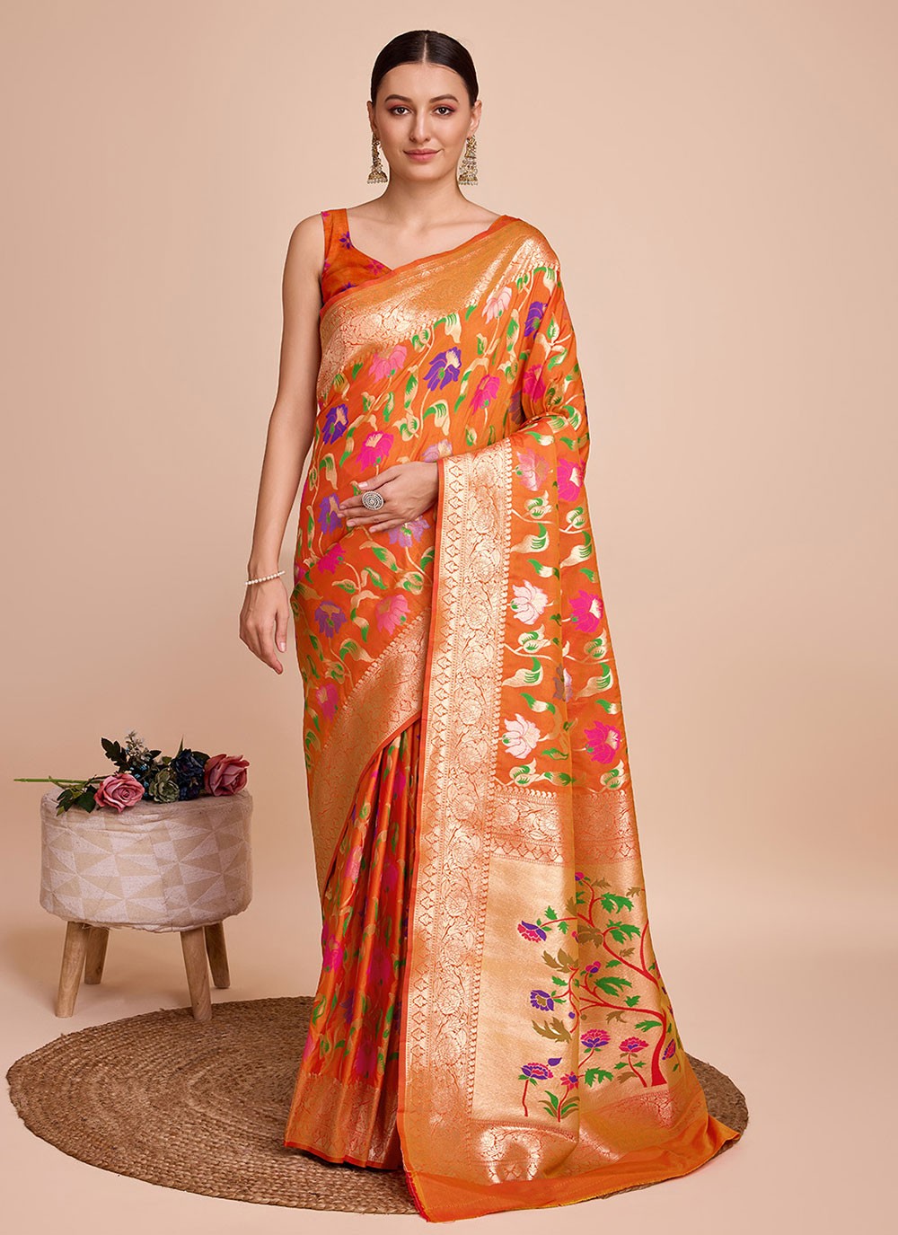 Classic Meenakari Paithni, Silk Saree - S6771