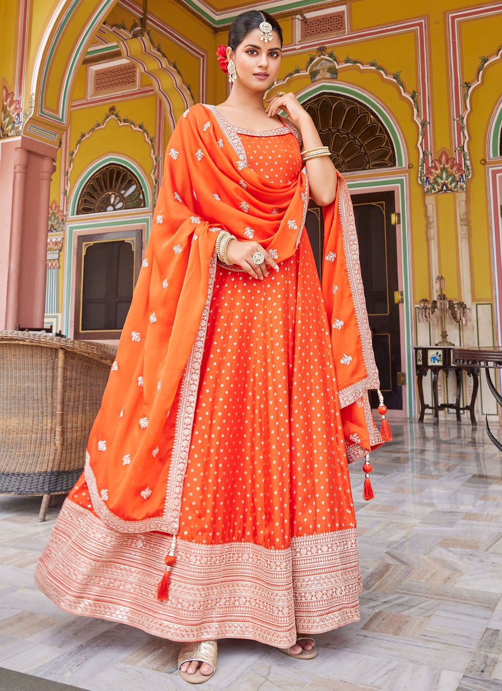 Embroidered Silk Gown - G1820