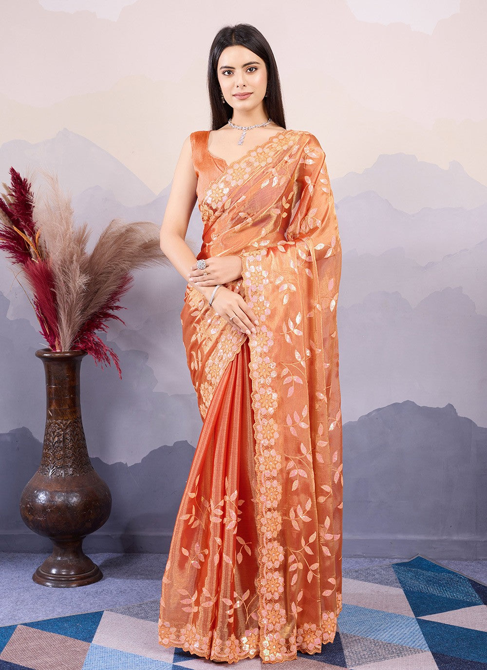 Classic Embroidered Silk Saree - S8532