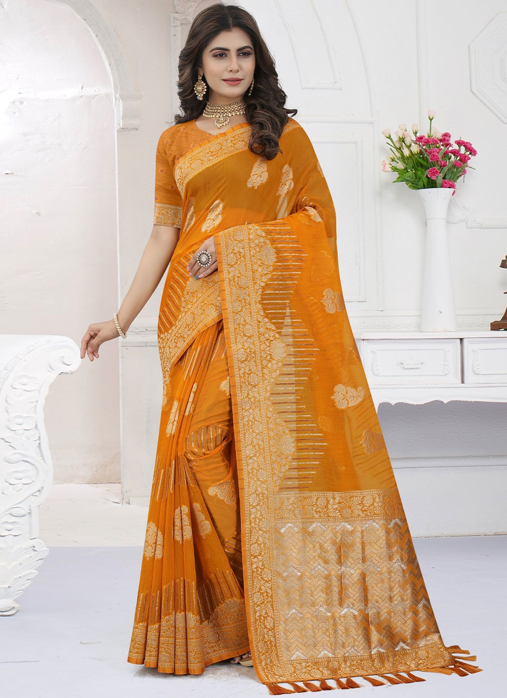 Saree Buttis Organza, Viscose Saree - S2479