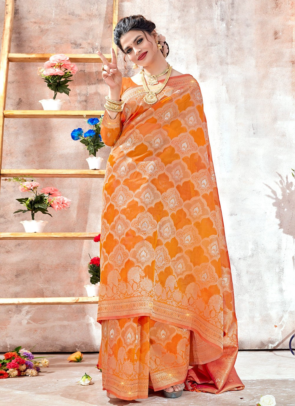 Designer Weaving Zari Organza Saree - S3050