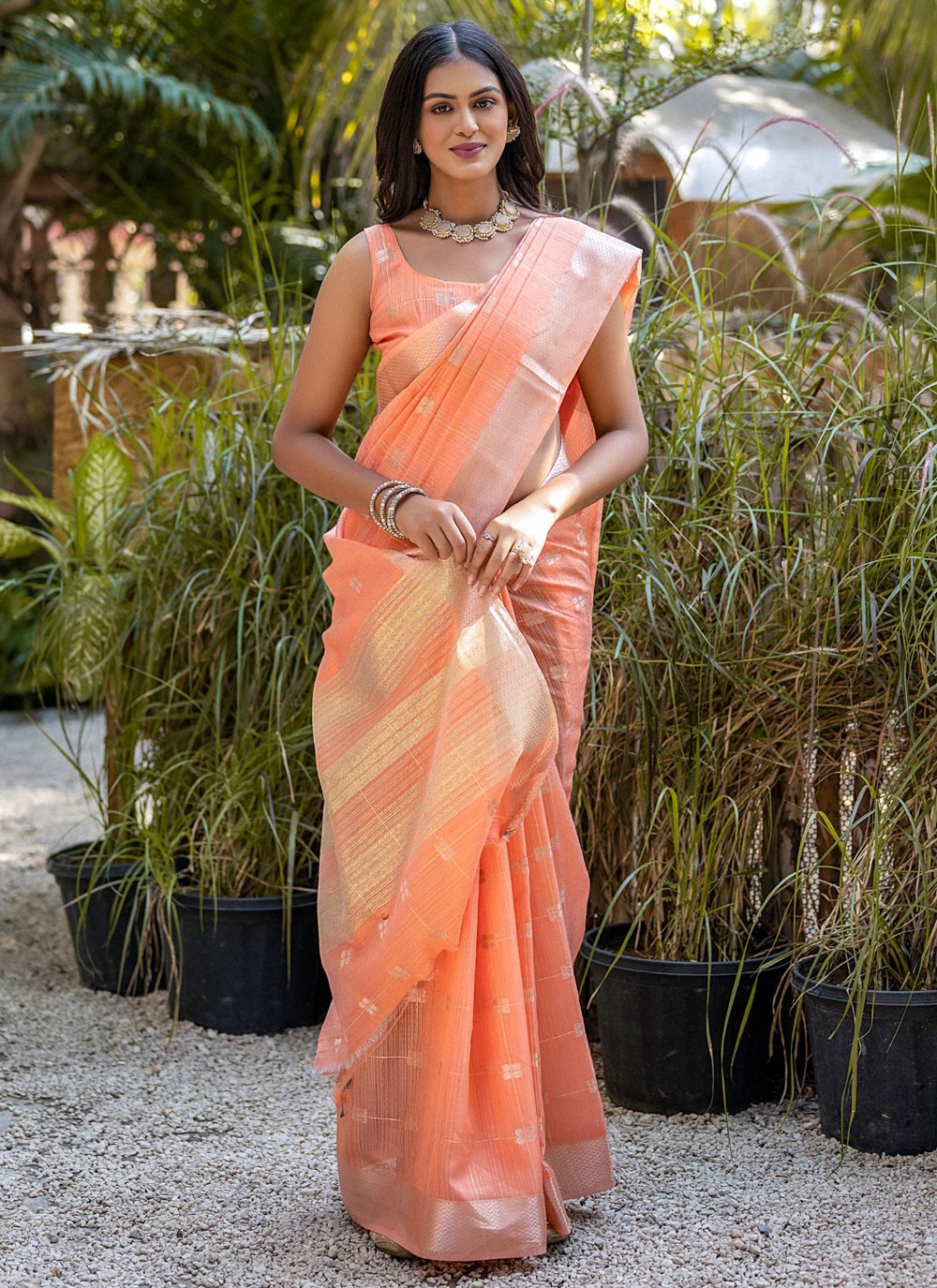 Trendy Woven Cotton Saree - S5653