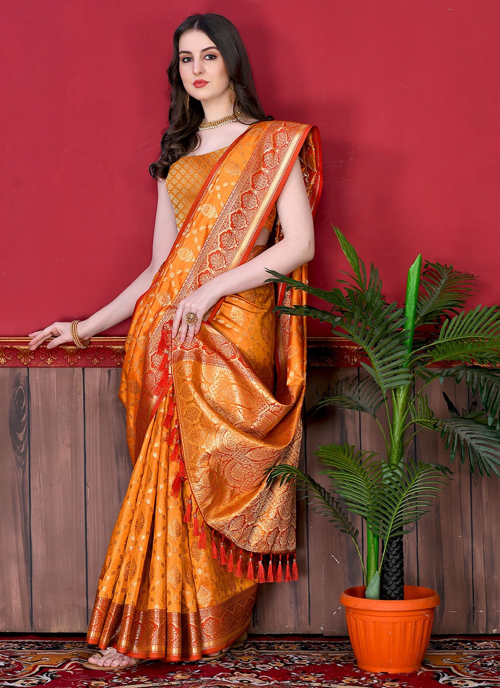 Saree Border Work Katan Silk Saree - S2511
