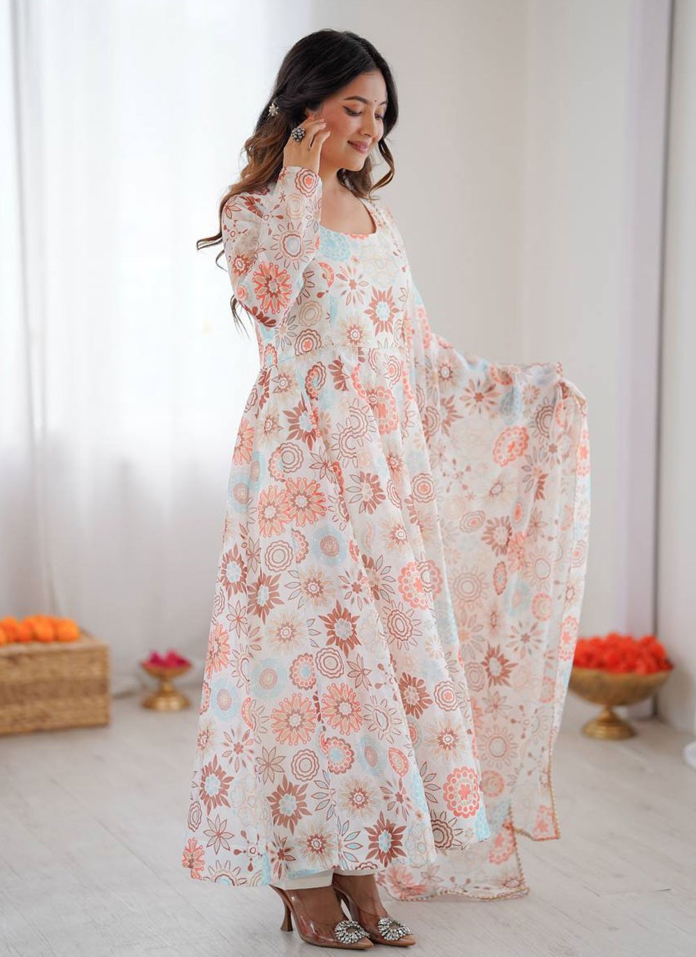 Anarkali Printed Multi Colour T8627