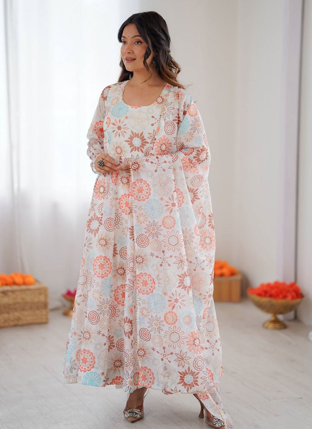 Anarkali Printed Multi Colour T8627