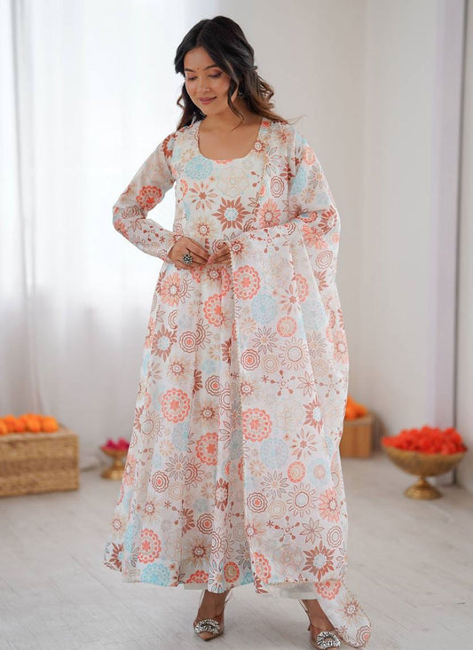 Anarkali Printed Multi Colour T8627