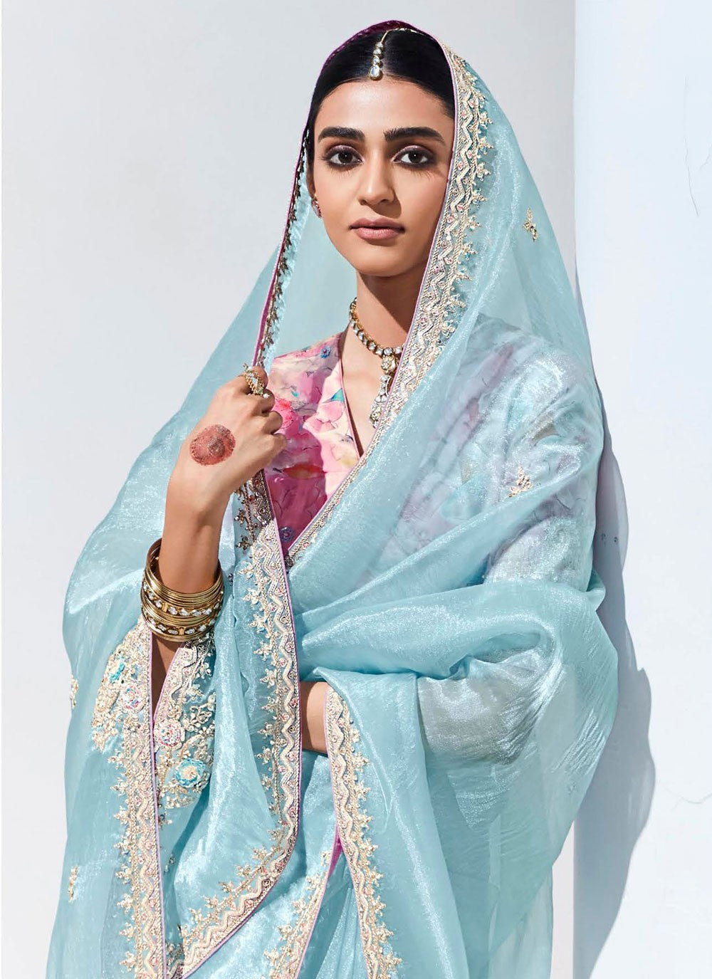 Classic Embroidered Organza Saree - S7248