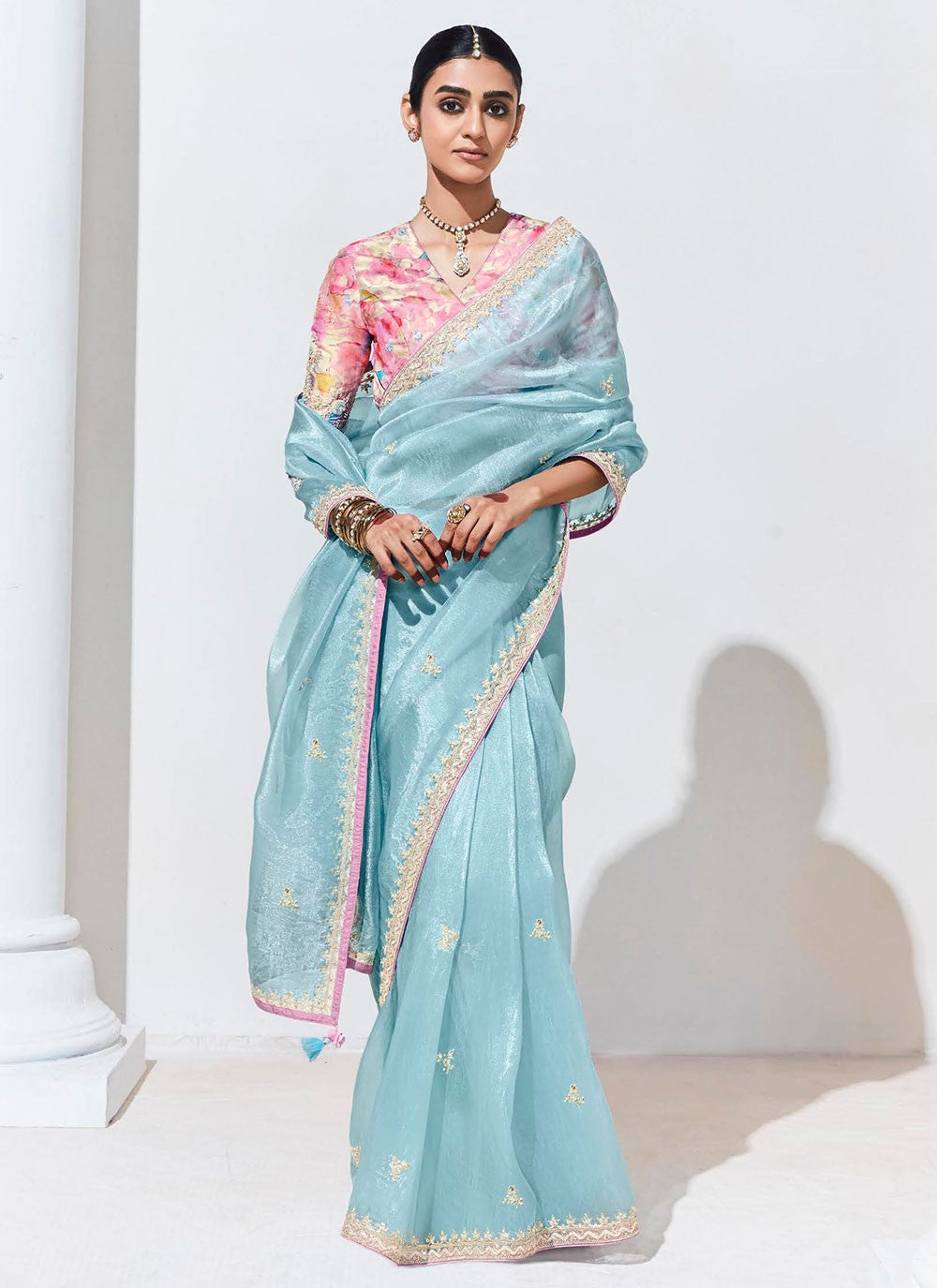 Classic Embroidered Organza Saree - S7248