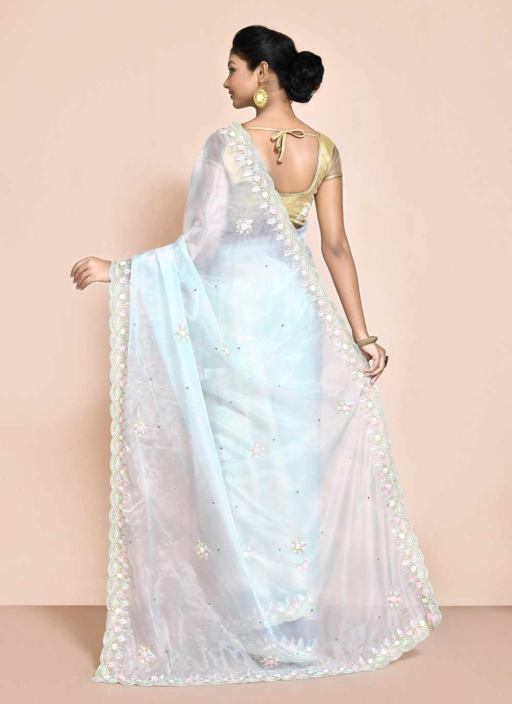 Traditional Hand Embroidery Jimmy Chu Saree - S9244