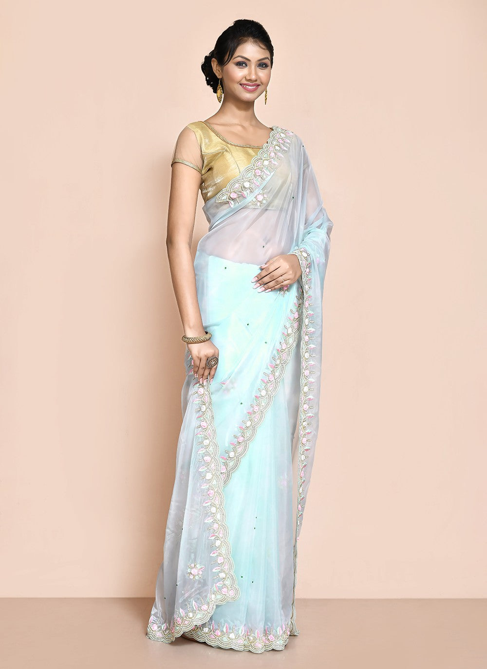 Traditional Hand Embroidery Jimmy Chu Saree - S9244