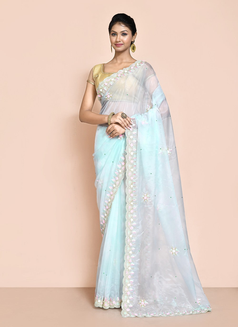 Traditional Hand Embroidery Jimmy Chu Saree - S9244