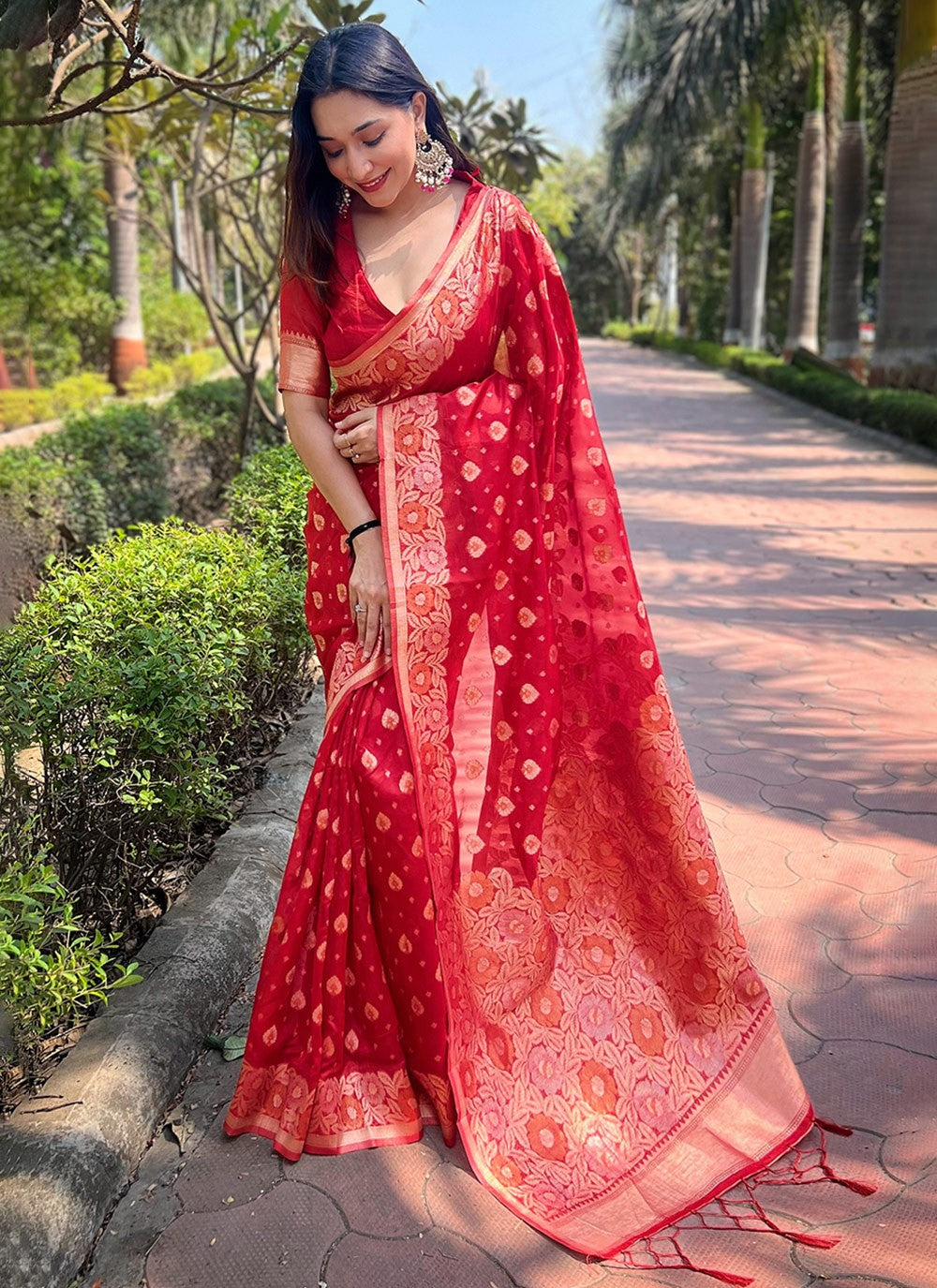 Contemporary Woven Organza Saree - S8057