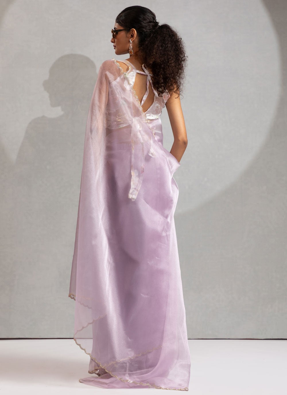 Lavender Organza Contemporary Saree Zircon S17631