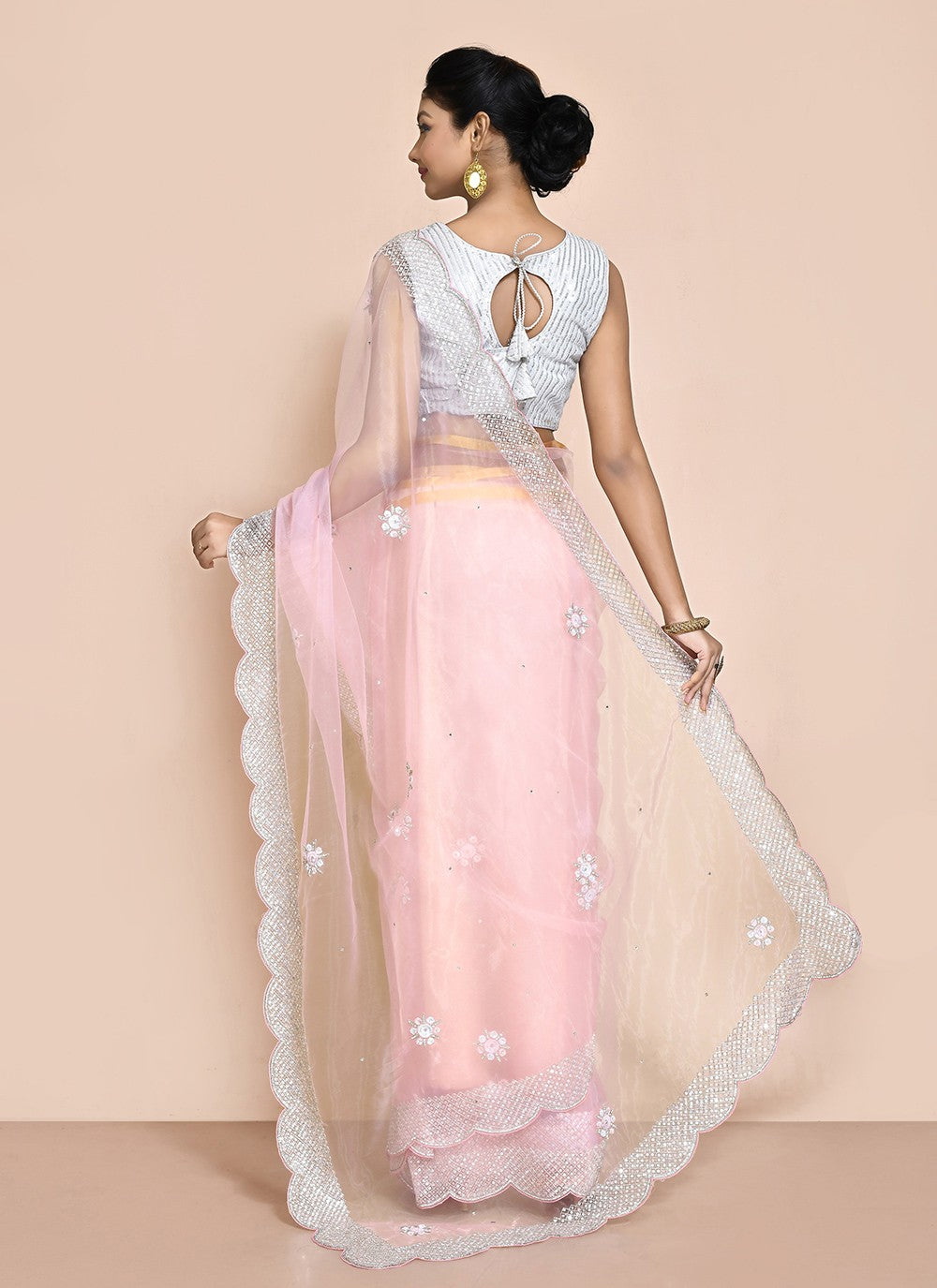 Traditional Hand Embroidery Jimmy Chu Saree - S9244