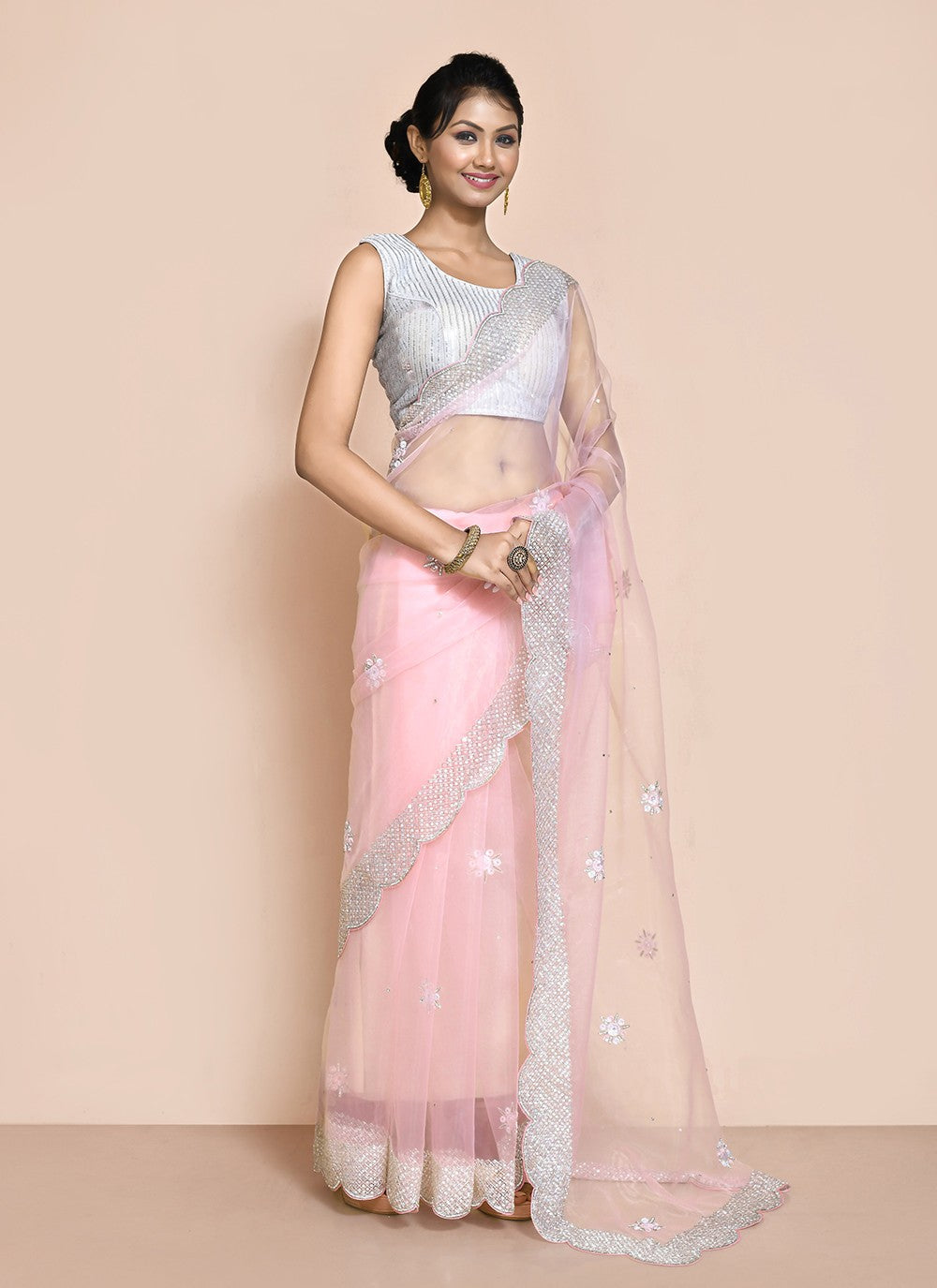 Traditional Hand Embroidery Jimmy Chu Saree - S9244