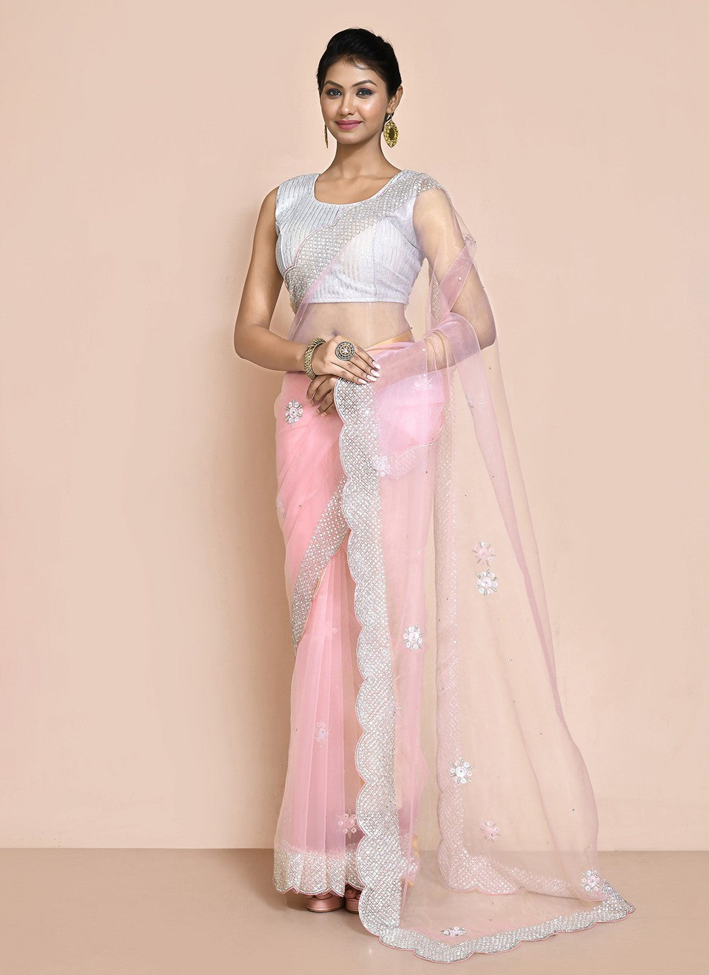 Traditional Hand Embroidery Jimmy Chu Saree - S9244