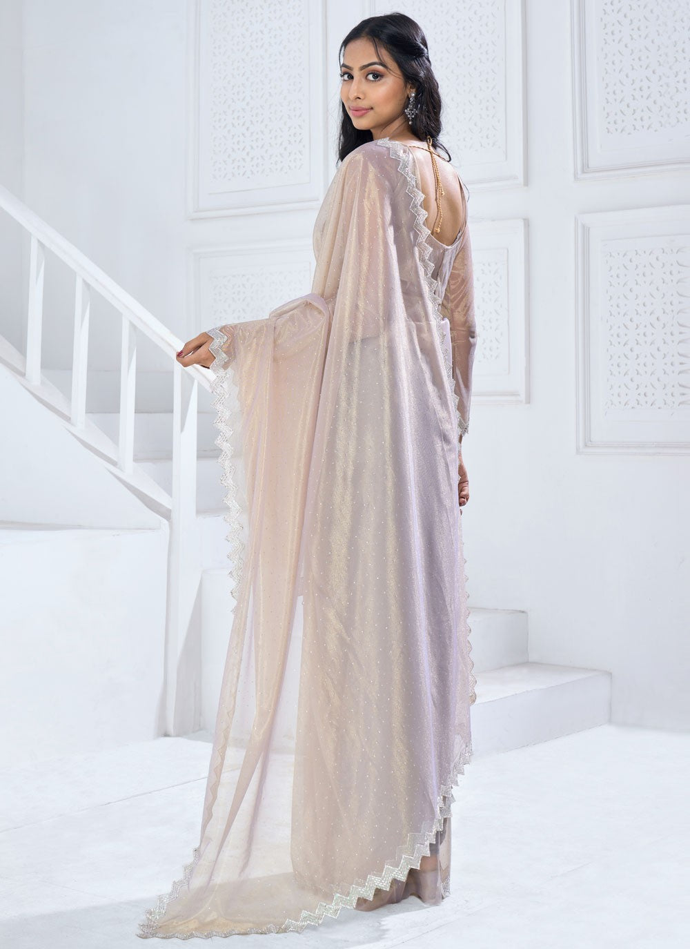 Trendy Swarovski Organza Saree - S5707