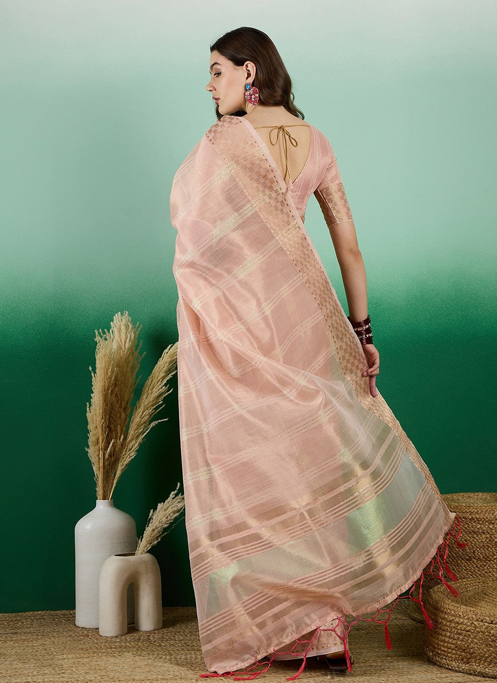 Classic Woven Khadi, Organza Saree - S7260