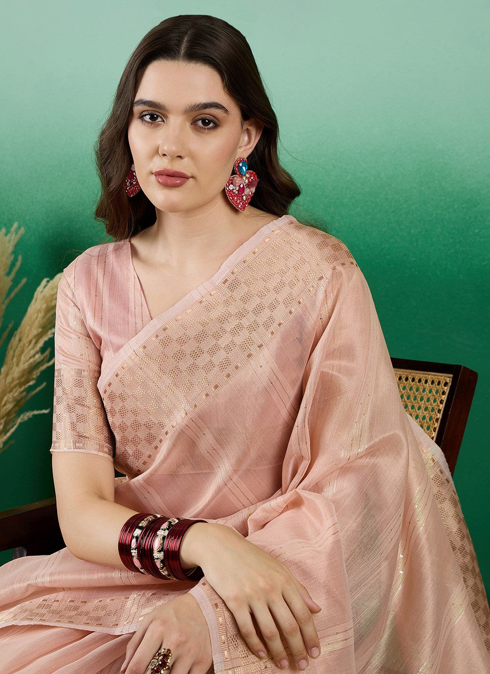 Classic Woven Khadi, Organza Saree - S7260