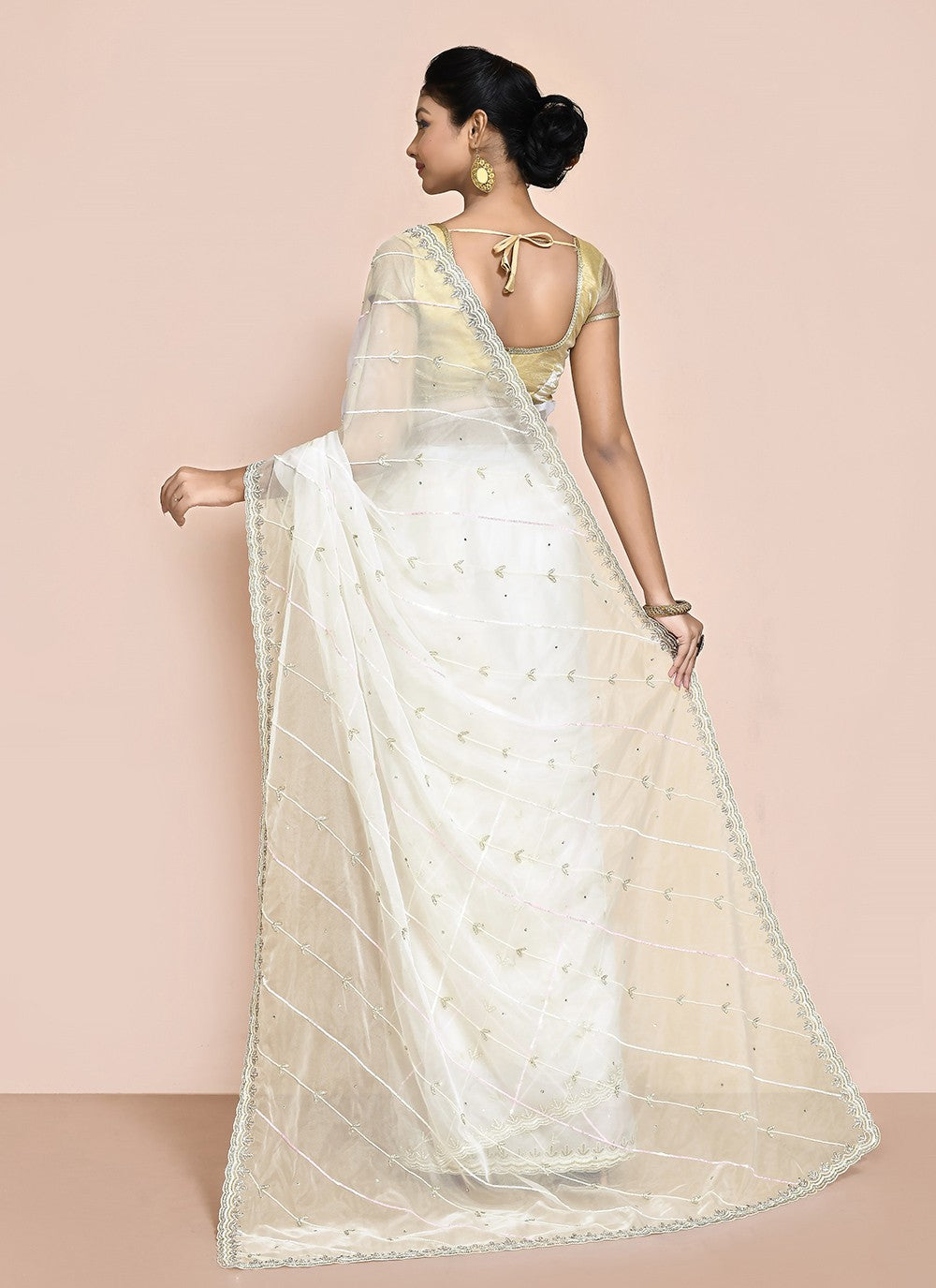 Traditional Hand Embroidery Jimmy Chu Saree - S9244