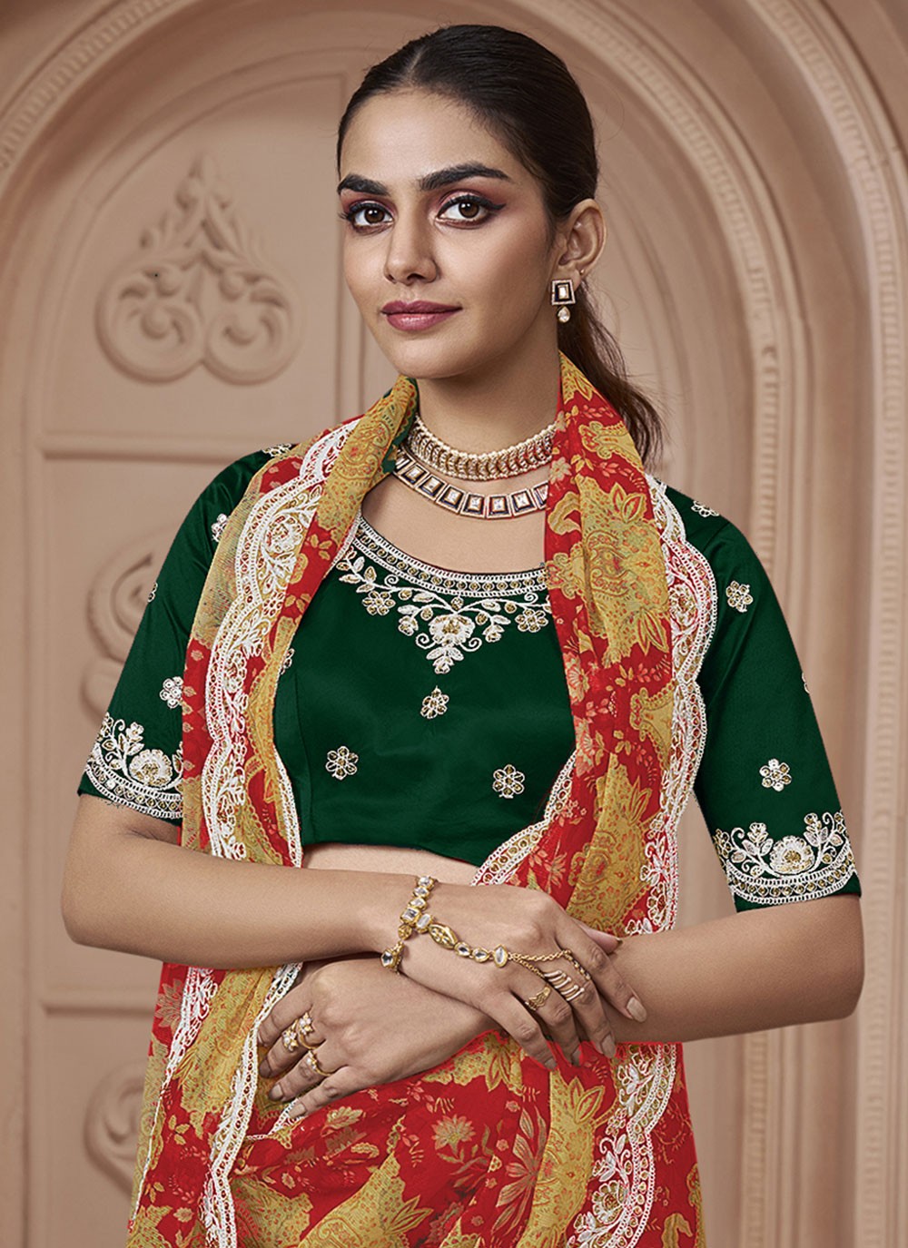 Classic Digital Print Crepe Silk Saree - S5459