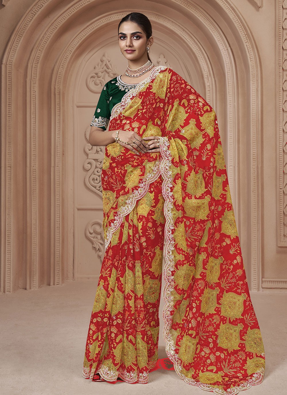 Classic Digital Print Crepe Silk Saree - S5459