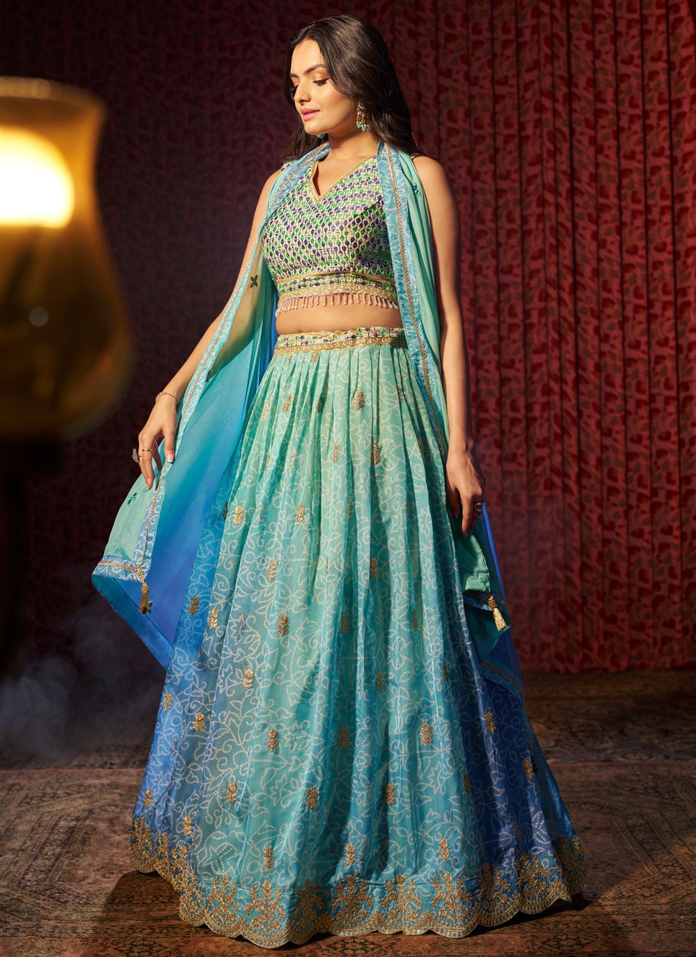 Embroidered Organza A - Line Lehenga - L2430