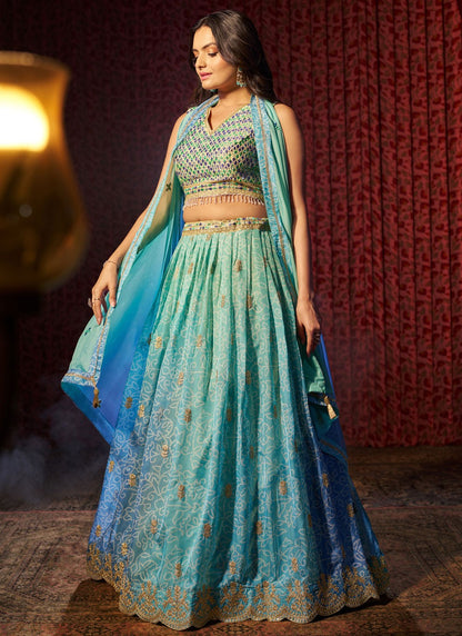 Embroidered Organza A - Line Lehenga - L2430