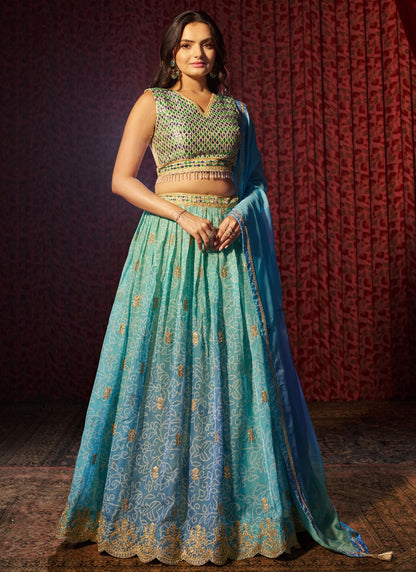 Embroidered Organza A - Line Lehenga - L2430