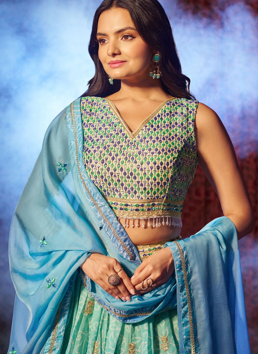 Embroidered Organza A - Line Lehenga - L2430