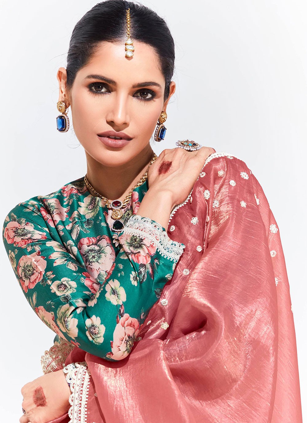 Classic Embroidered Organza Saree - S7248