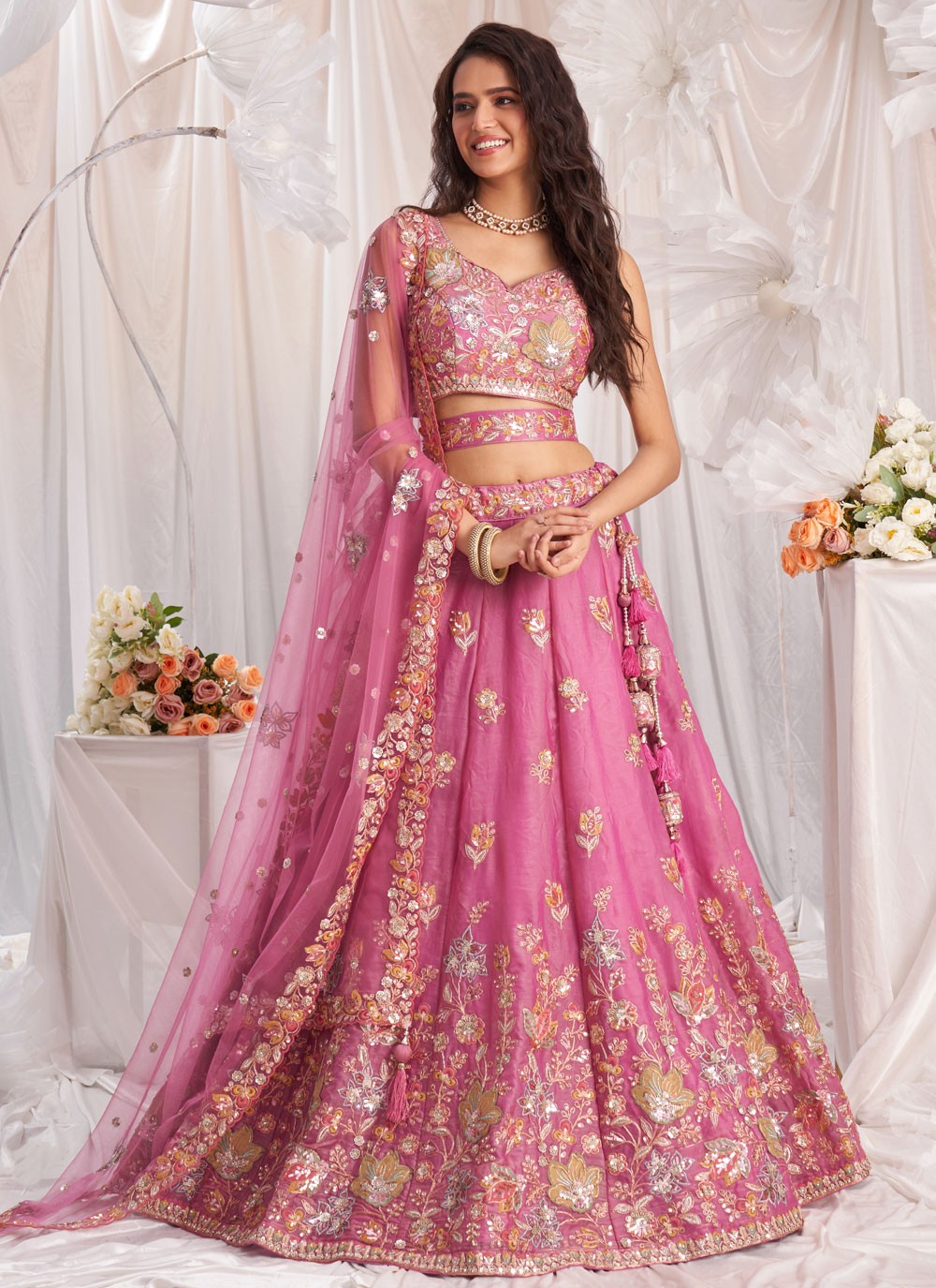 Embroidered Organza A - Line Lehenga - L2416