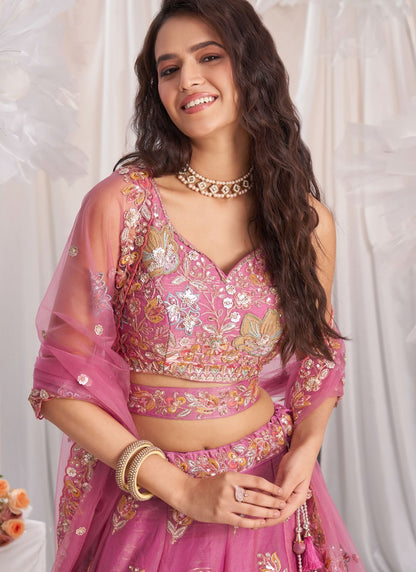 Embroidered Organza A - Line Lehenga - L2416