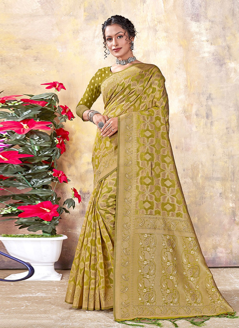 Classic Weaving Zari Organza Saree - S3030