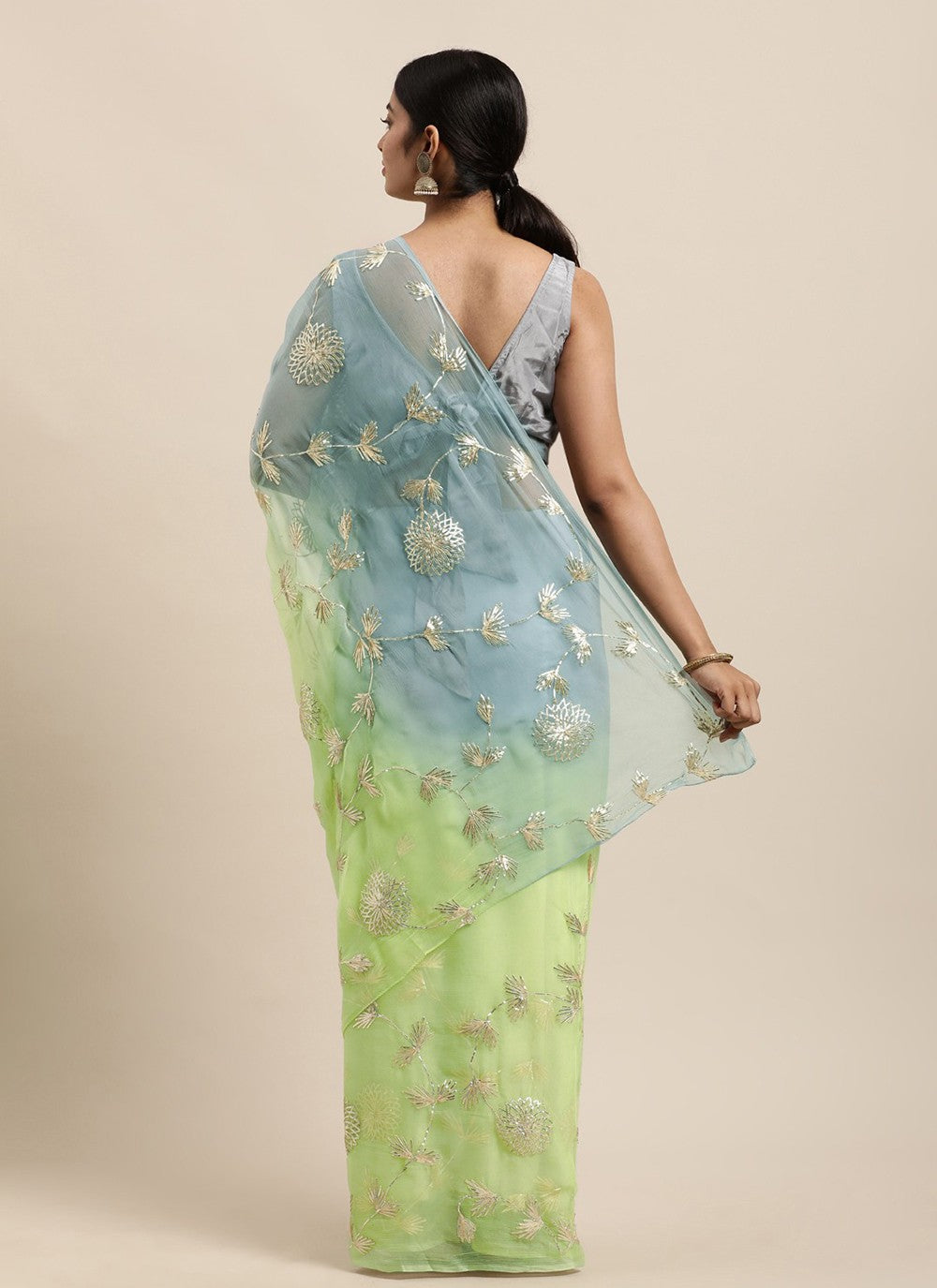 Gota Patti Organza Green Classic Saree S14996