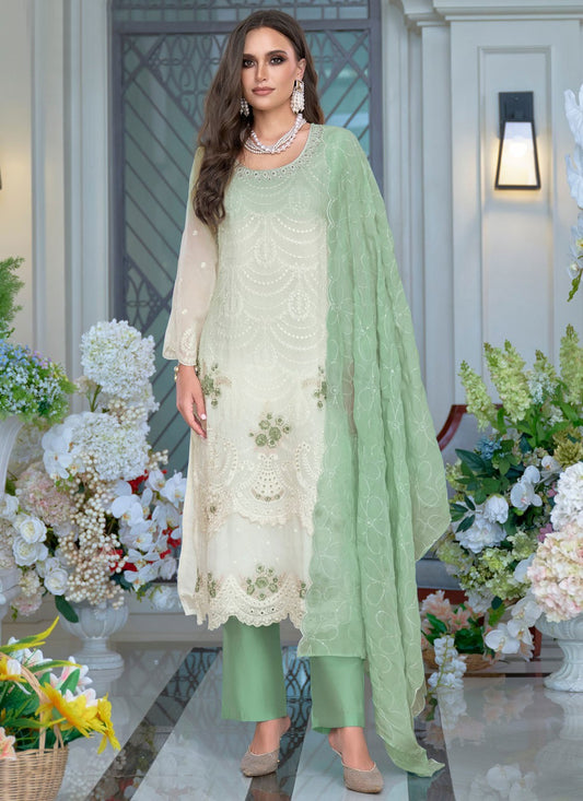 Pant Style Suit Sequins, Thread Green T7804