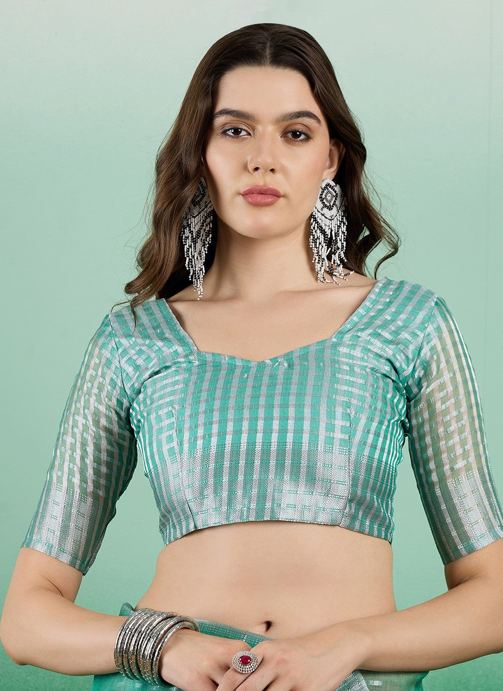 Classic Jacquard Work Khadi, Organza Saree - S7147