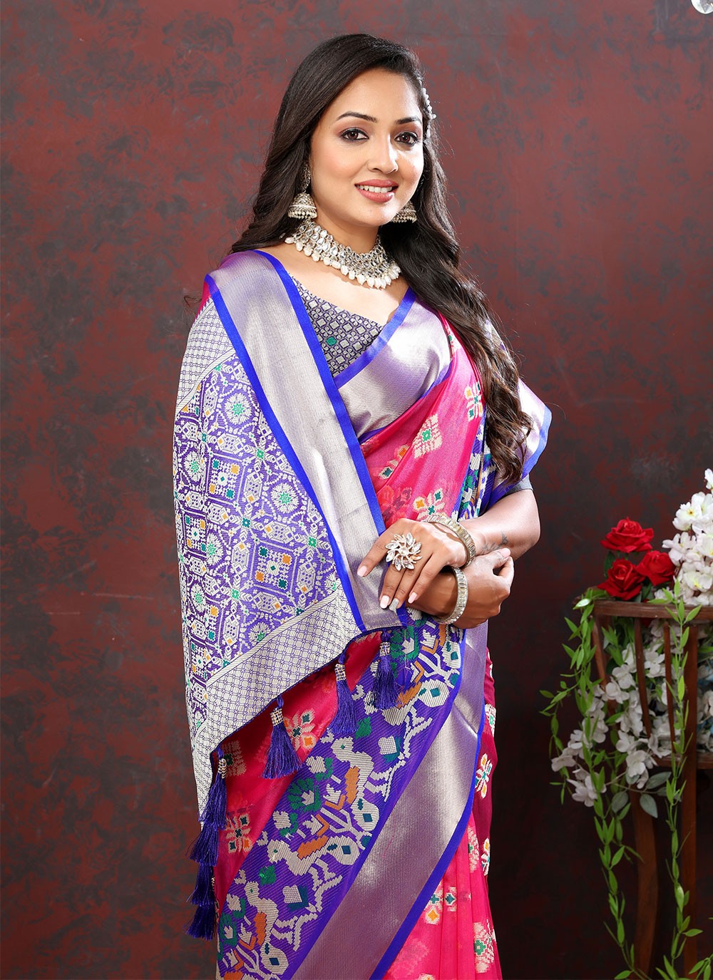 Trendy Meenakari Organza, Silk Saree - S5046