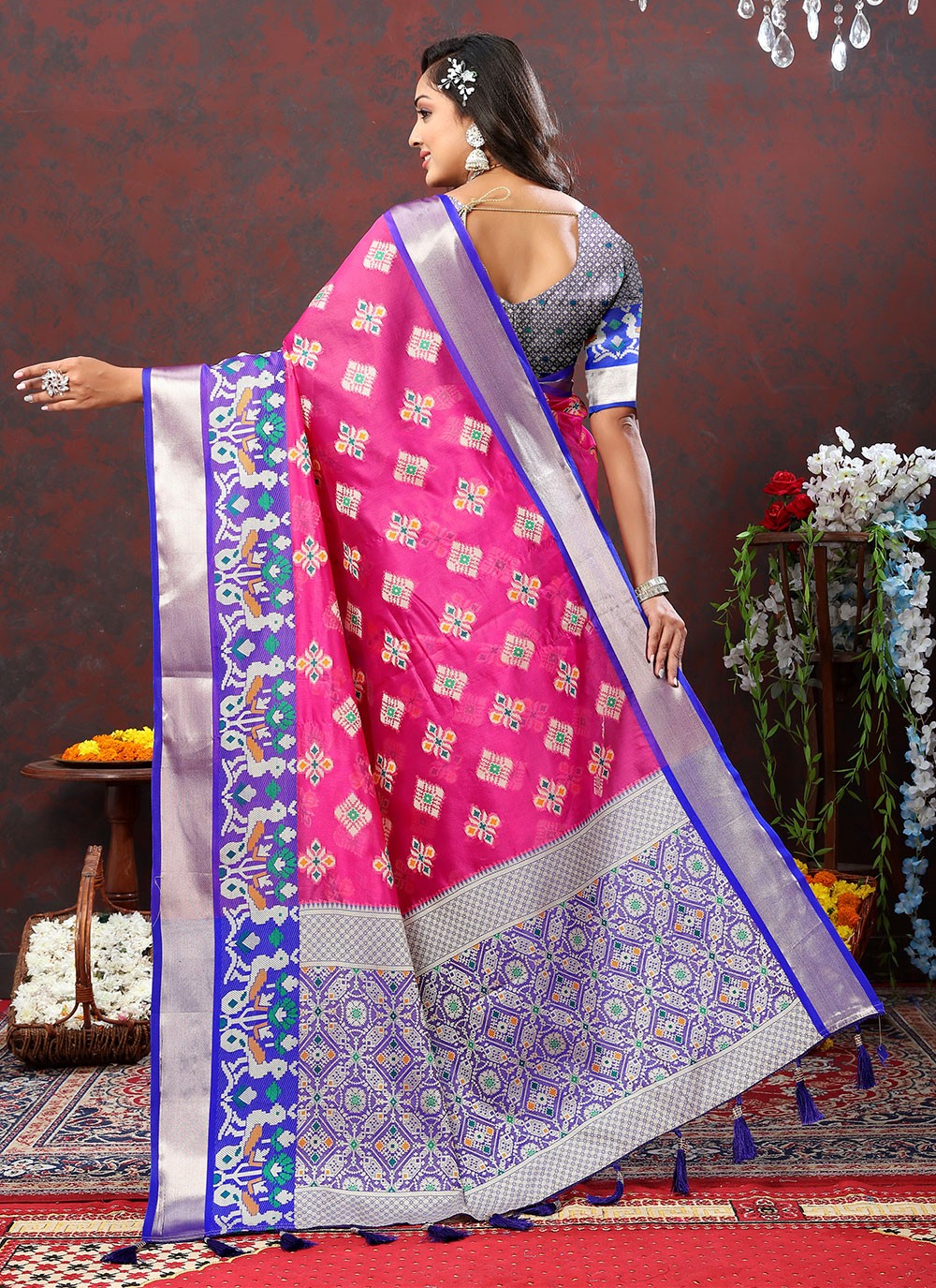 Trendy Meenakari Organza, Silk Saree - S5046