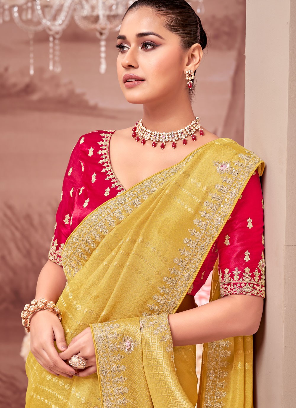 Classic Embroidered Viscose Saree - S8876
