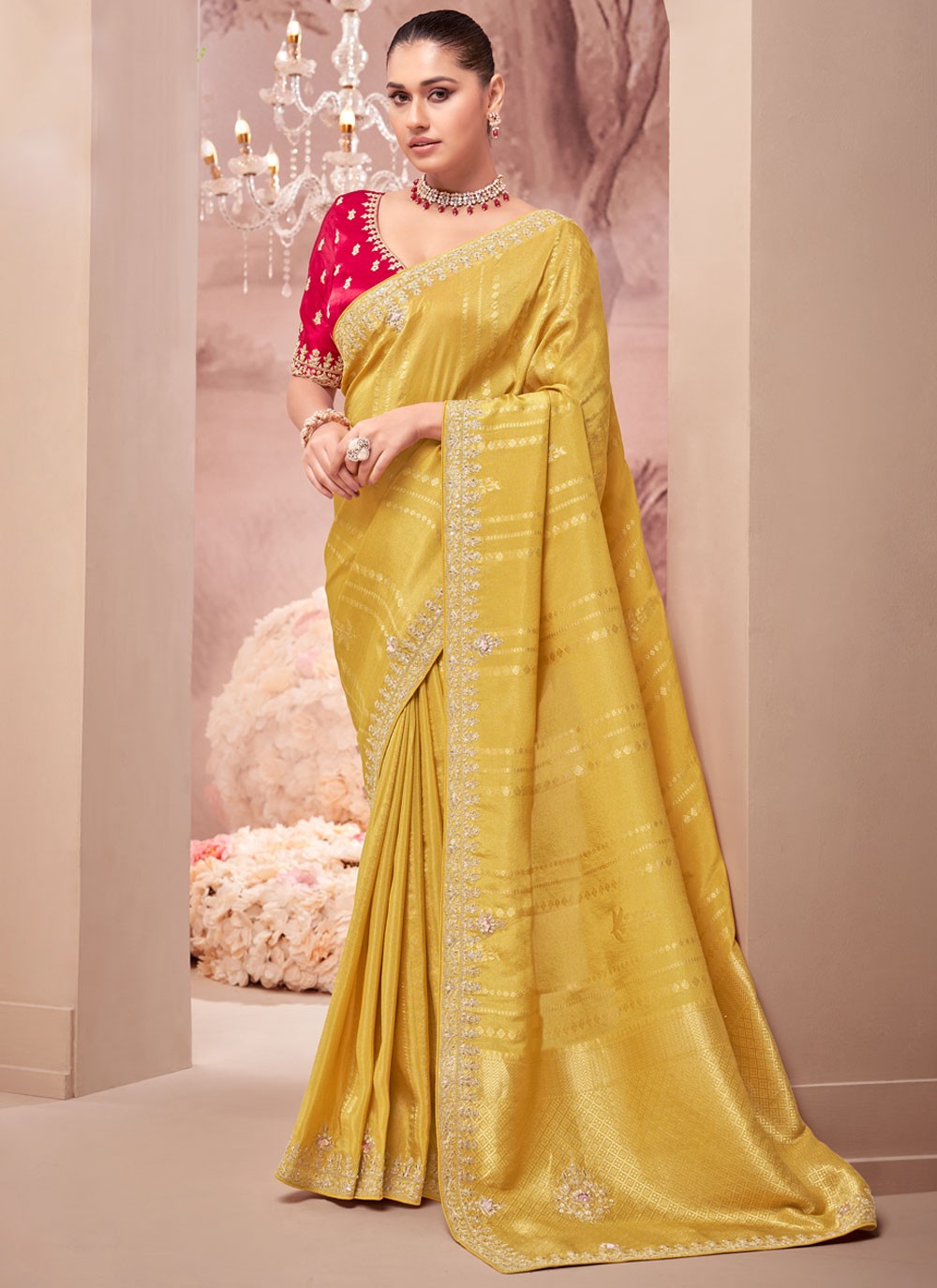 Classic Embroidered Viscose Saree - S8876
