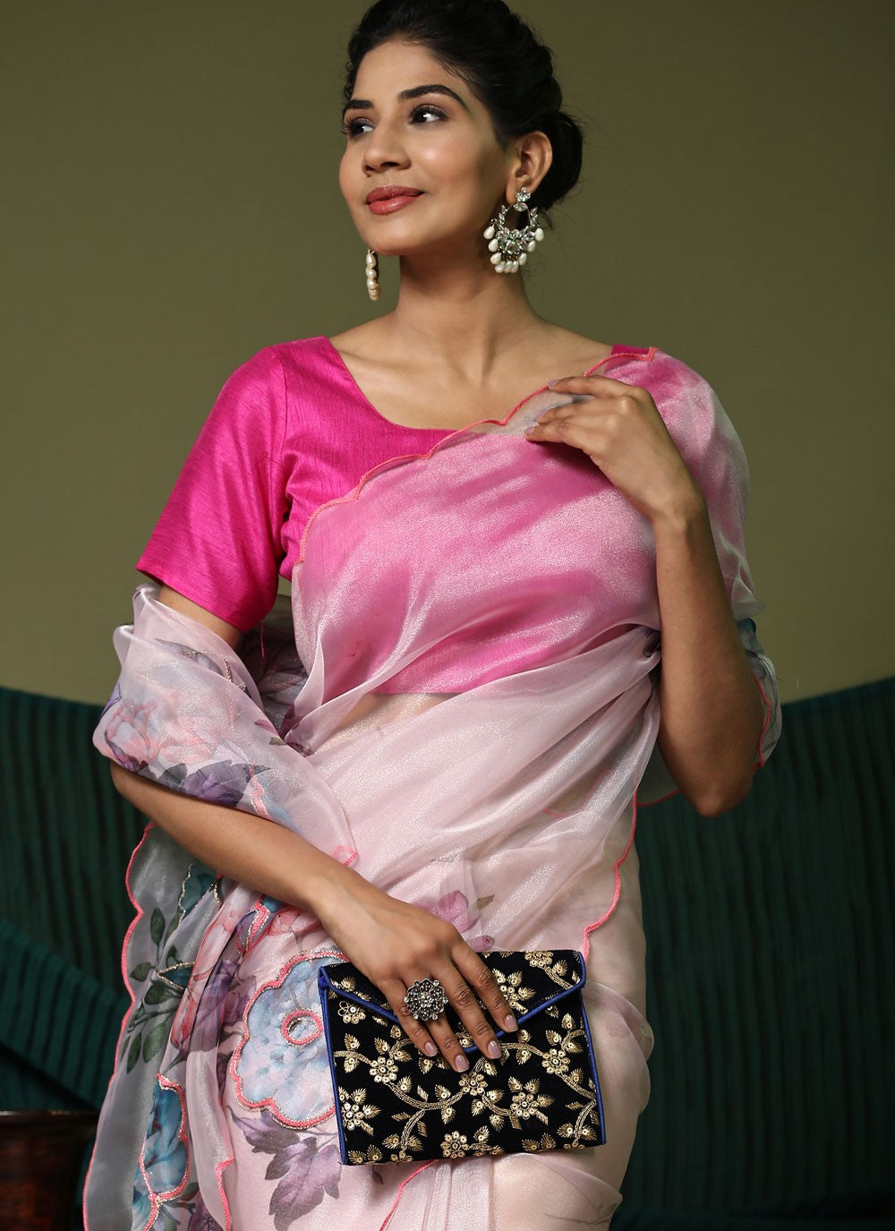 Classic Cut Work Organza Saree - S6310