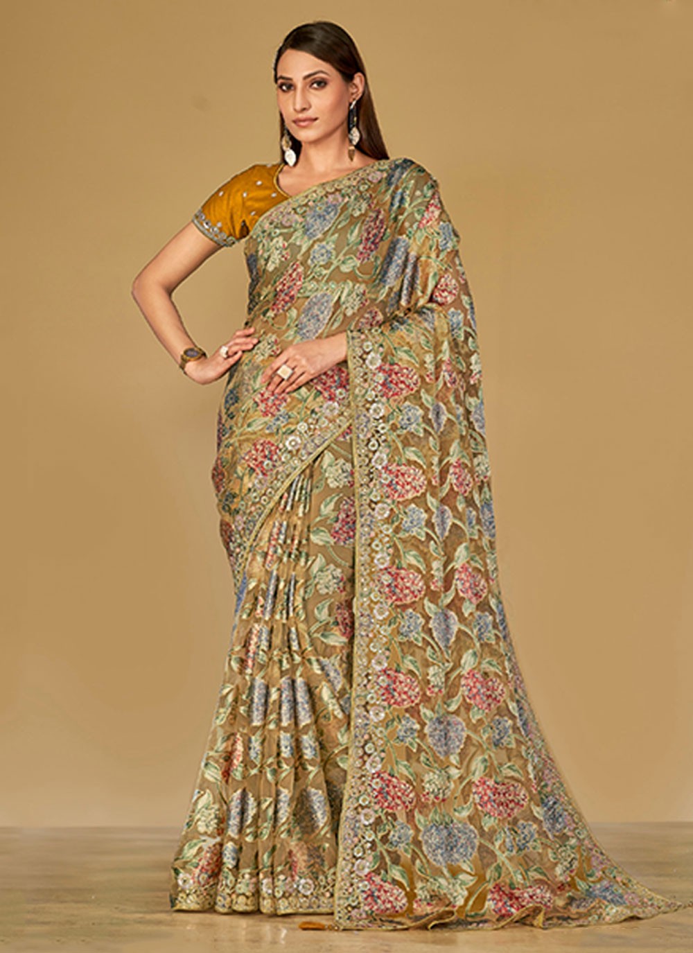 Classic Embroidered Organza Saree - S6945