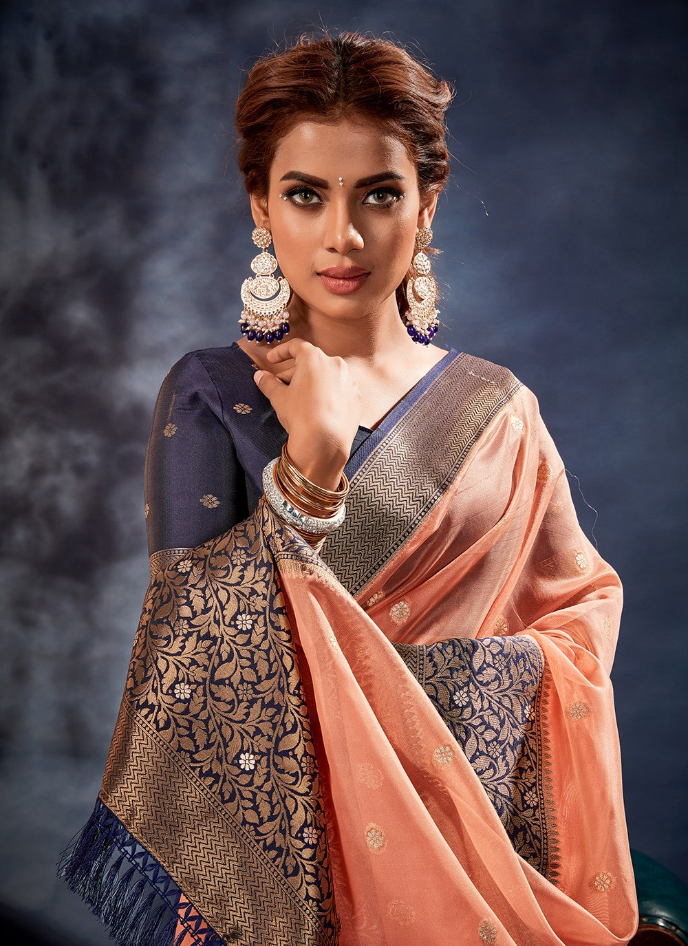 Classic Border Work Banarasi Silk, Organza Saree - S3309