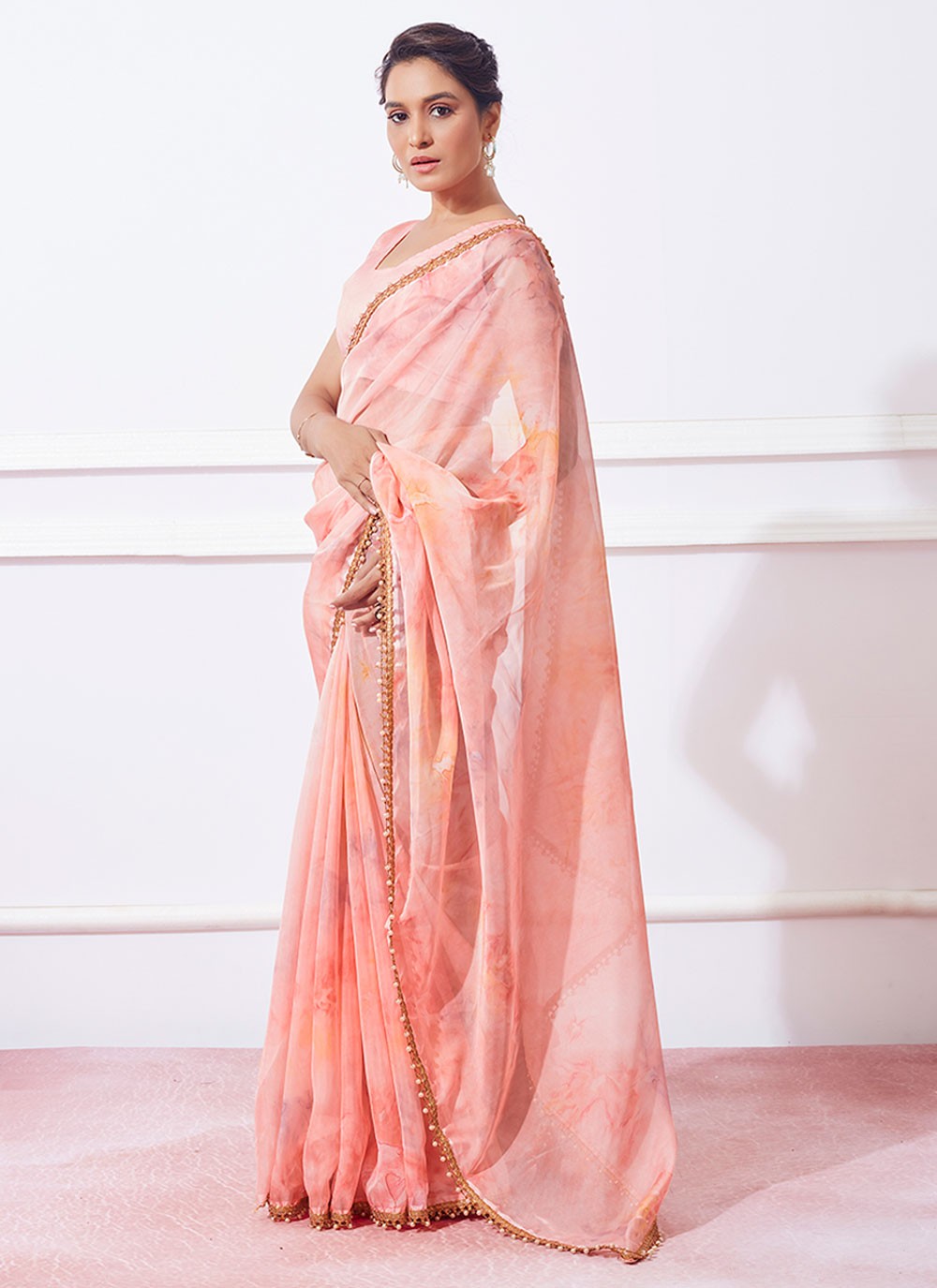Trendy Lace Organza Saree - S4936