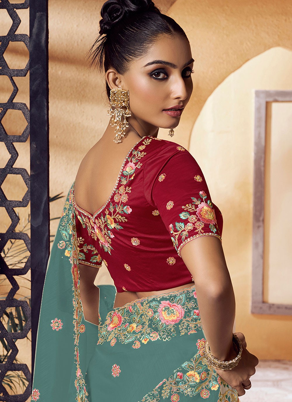 Classic Embroidered Pure Crepe Saree - S6397
