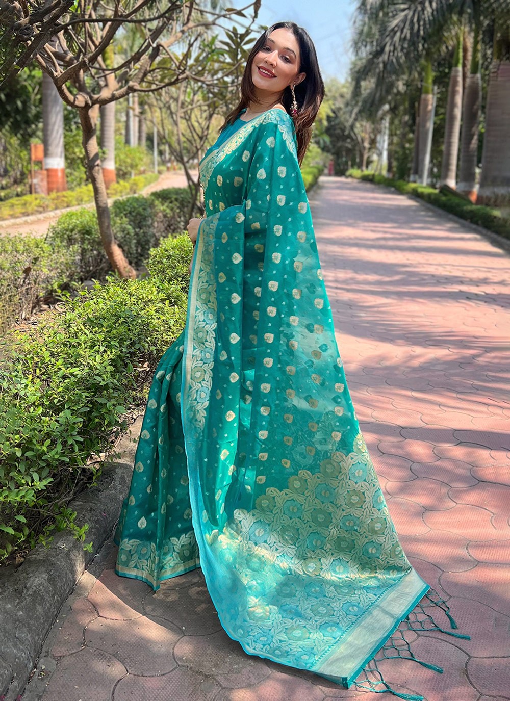 Contemporary Woven Organza Saree - S8057