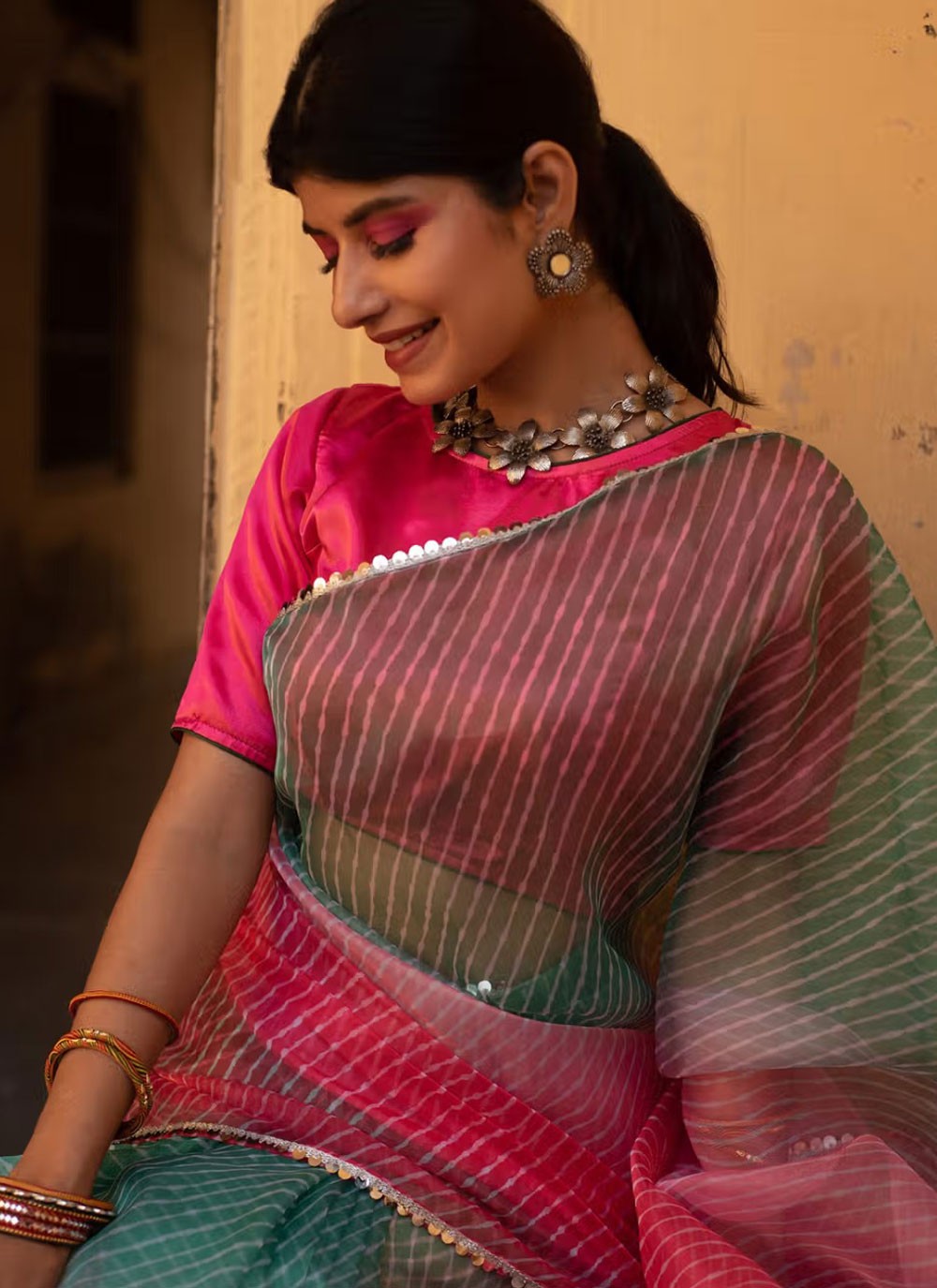 Classic Border Work Organza, Silk Saree - S5146